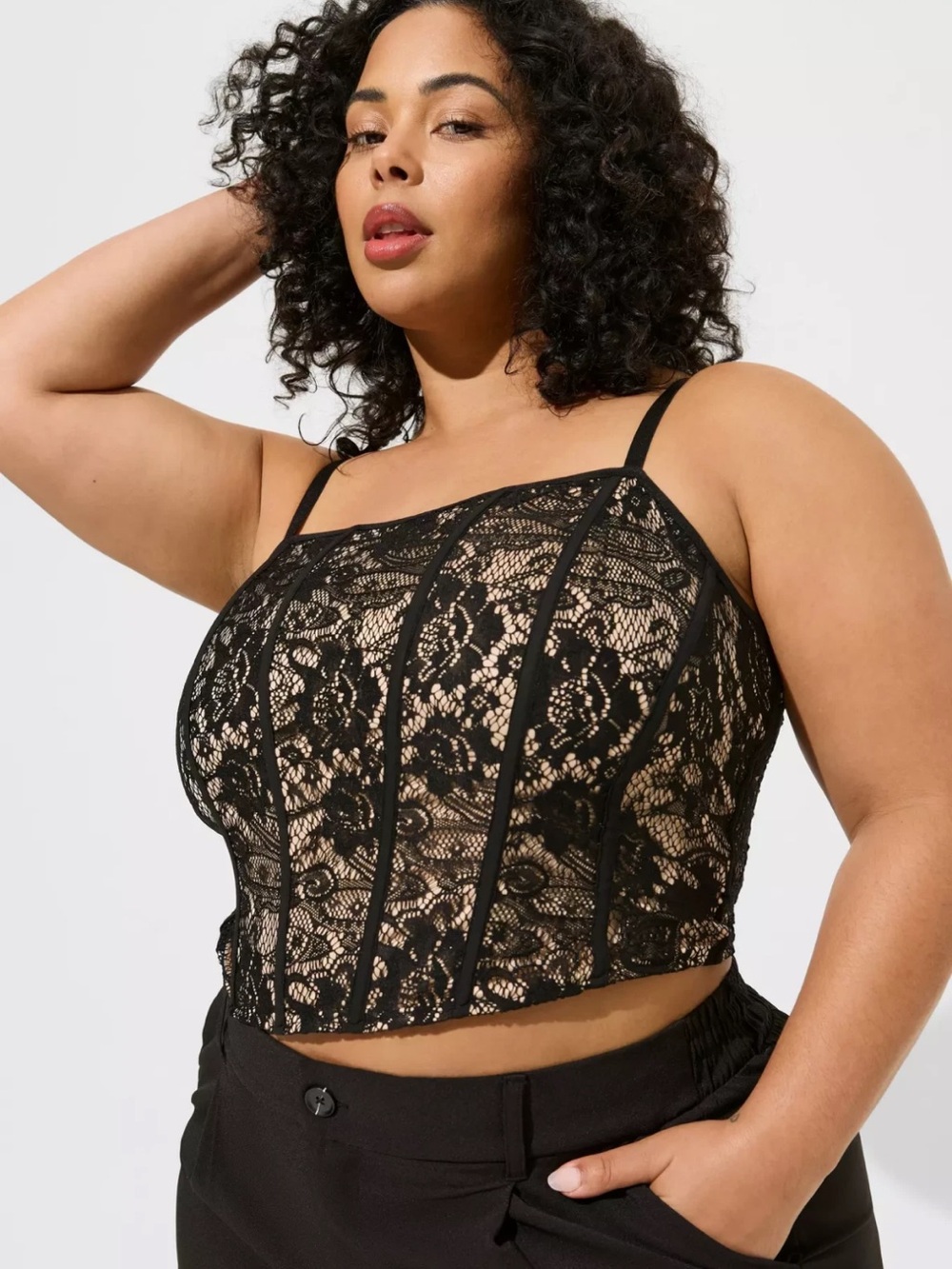 Torrid Black Lace Overlay Cami Top 3